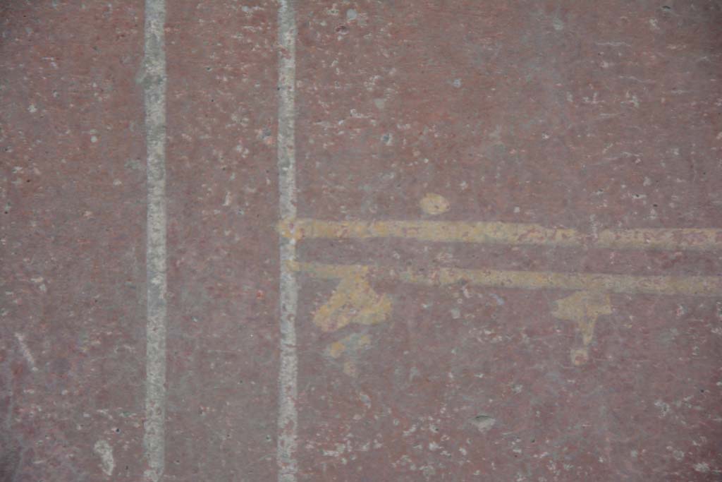 IX.5.11 Pompeii. May 2017. Room g, detail of painted decoration on red zoccolo on lower north wall.
Foto Christian Beck, ERC Grant 681269 D�COR.
