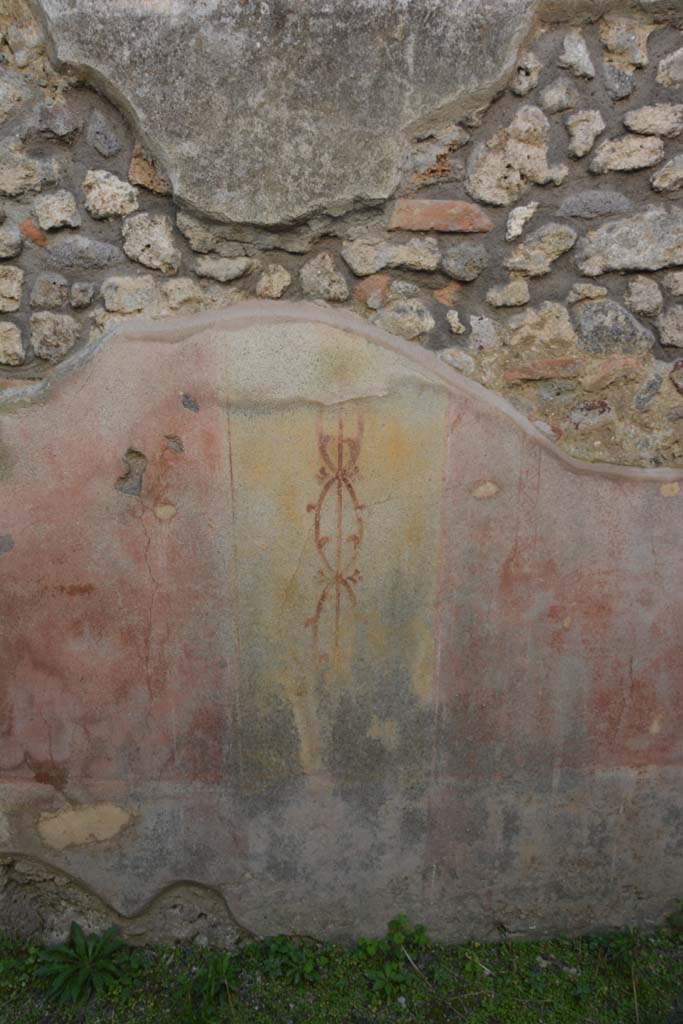 IX.5.14 Pompeii. March 2017. Room �d,�  detail of panel on west wall with painted candelabra.
Foto Christian Beck, ERC Grant 681269 D�COR.

