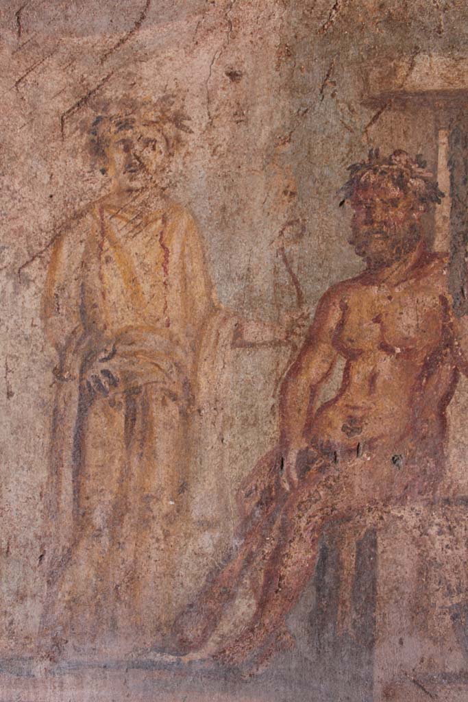 IX.5.14 Pompeii. May 2019. Room �g�, detail from wall painting of Hercules and Omphale. 
Foto Christian Beck, ERC Grant 681269 D�COR.


