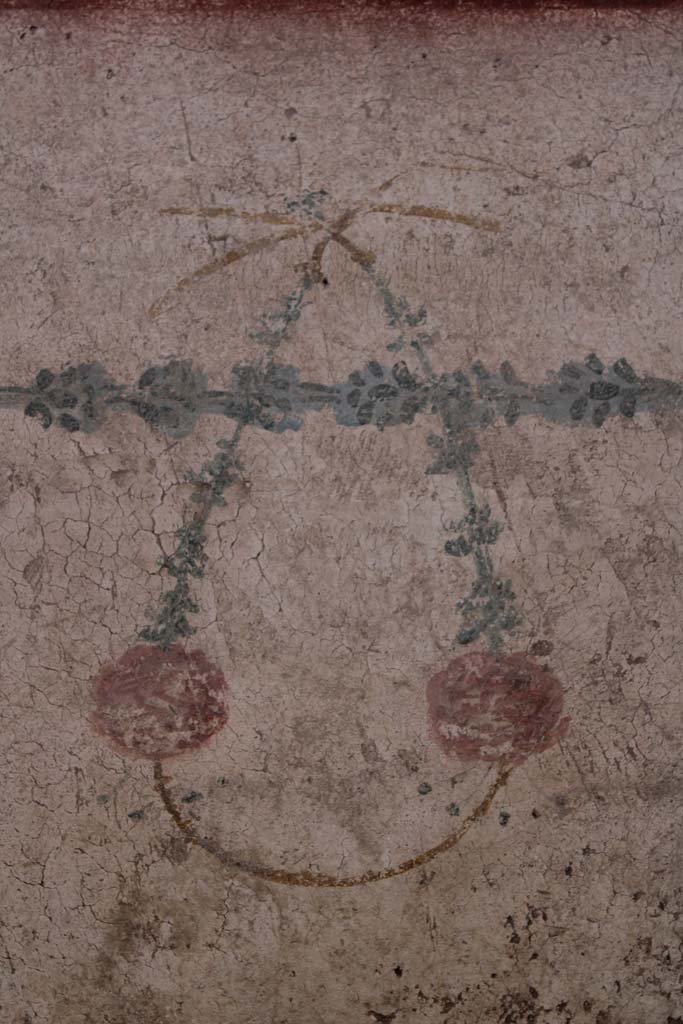 IX.5.16 Pompeii. May 2019. Room f’, detail from above painting at east end of north wall.
Foto Christian Beck, ERC Grant 681269 DÉCOR.
