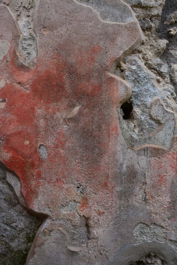 IX.5.18 Pompeii. March 2017.
Room a, remaining painted stucco on west wall of entrance corridor.
On the second red panel of the west wall a graffito of a ship was seen.
Foto Christian Beck, ERC Grant 681269 DÉCOR.