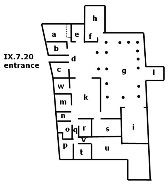 IX.7.20 Pompeii. Casa degli Archi or House of the Arches or House of Caprasius Felix and Fortunata or Casa della Fortuna
Room plan