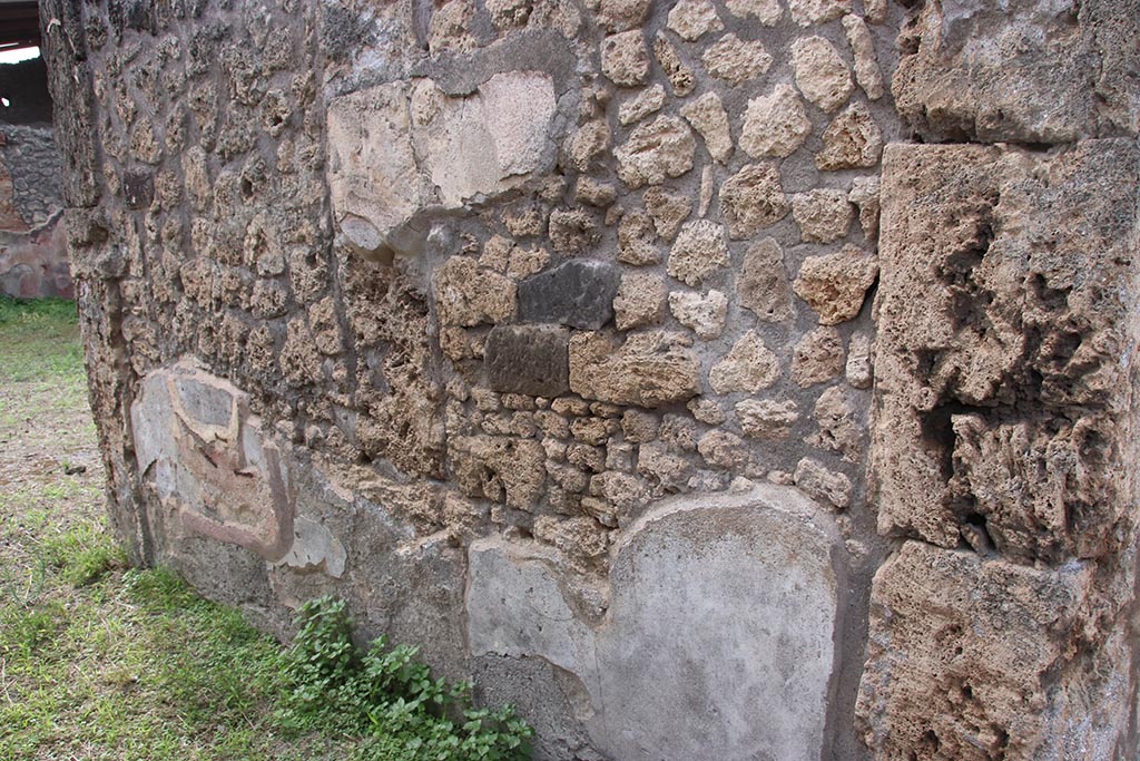 IX.7.25 Pompeii. October 2024. West wall of entrance corridor/fauces. Photo courtesy of Klaus Heese.