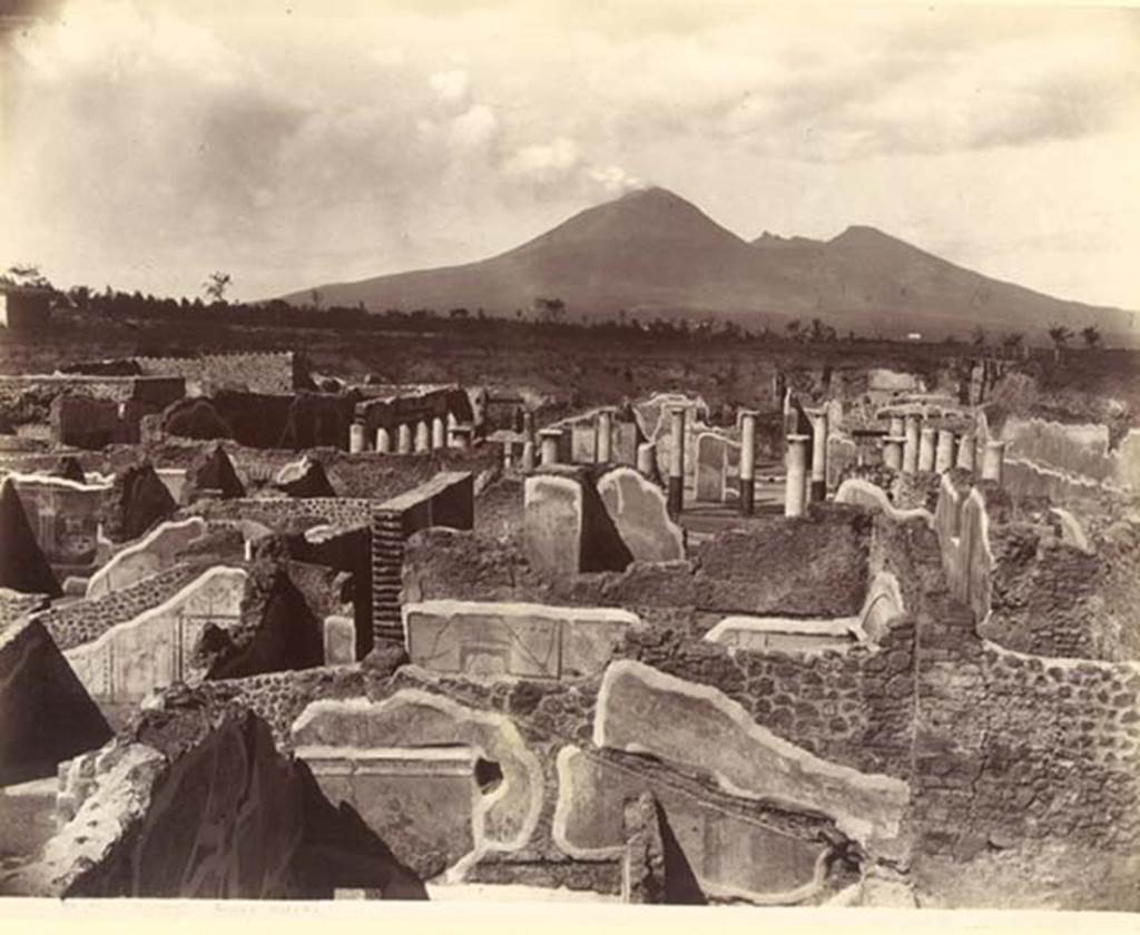 IX.8.6 Pompeii. c.1880-1890. G. Sommer no. 1291. Looking north from IX.8.8/IX.8.c, towards rear of triclinium with nymphaeum and peristyle of IX.8.6. Photo courtesy of Rick Bauer.