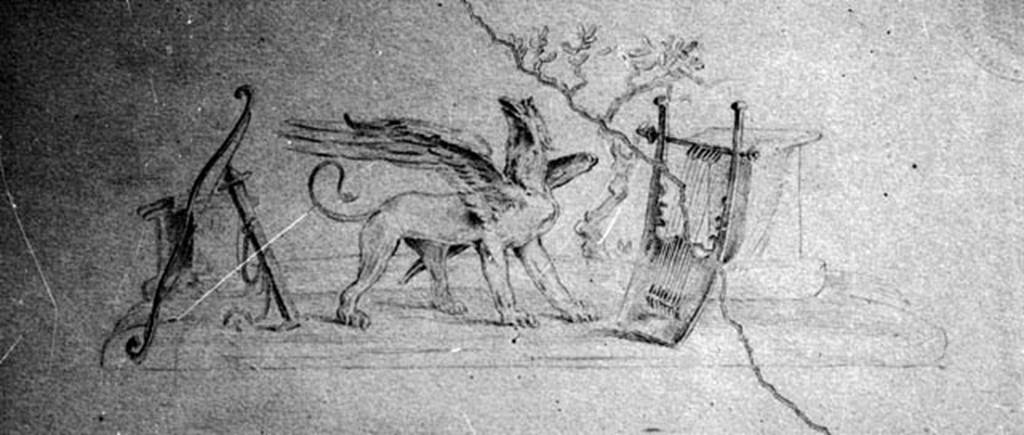 231879 Bestand-D-DAI-ROM-W.1451.jpg
IX.8.6 Pompeii. W.1451. Drawing of wall painting of attributes of Apollo, from peristyle.
Photo by Tatiana Warscher. Photo � Deutsches Arch�ologisches Institut, Abteilung Rom, Arkiv. See http://arachne.uni-koeln.de/item/marbilderbestand/231879 
