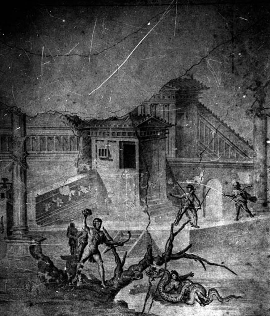 IX.8.6 Pompeii. W.1449. Wall painting of the liberation of Hesione, from the west portico of the peristyle.
Photo by Tatiana Warscher. Photo � Deutsches Arch�ologisches Institut, Abteilung Rom, Arkiv. 
See http://arachne.uni-koeln.de/item/marbilderbestand/231877 
