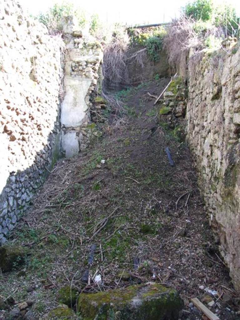 IX.9.13 Pompeii. March 2009. Room 5, Cubiculum. Looking south into unexcavated.