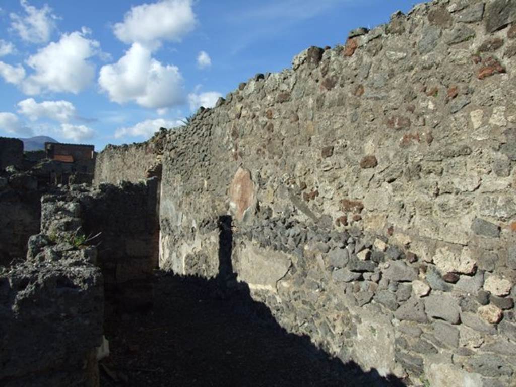 IX.9.a Pompeii. March 2009. Passageway and doorway on the east side of Triclinium, leading to atrium.