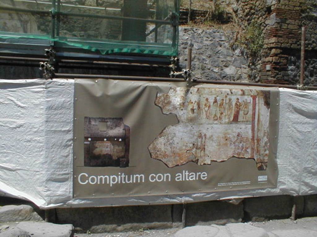 IX.11.1 PUBLIC SHRINE (only partly excavated)

Compitum at IX.11.1 undergoing restoration in May 2005