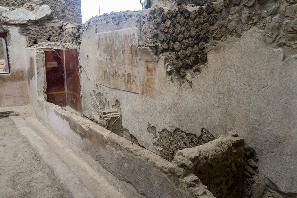 IX.12.6 Pompeii. July 2024. Room “n1”, looking south along west wall. Photo courtesy of Johannes Eber.