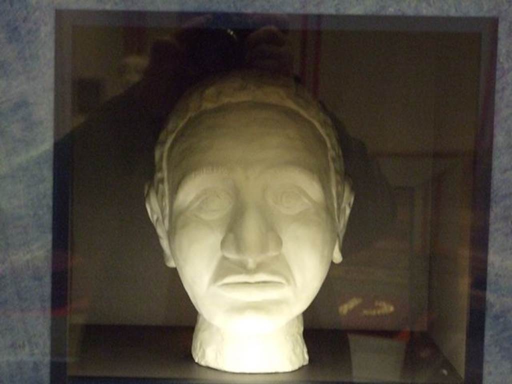 IX.13.3 Pompeii. Reconstruction of a face of an inhabitant of the house. Photographed at “A Day in Pompeii” exhibition at Melbourne Museum. September 2009.