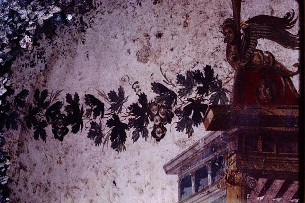 IX.13.1-3 Pompeii. 1972. Room 11, detail from east wall. Photo by Stanley A. Jashemski. 
Source: The Wilhelmina and Stanley A. Jashemski archive in the University of Maryland Library, Special Collections (See collection page) and made available under the Creative Commons Attribution-Non Commercial License v.4. See Licence and use details. J72f0446
