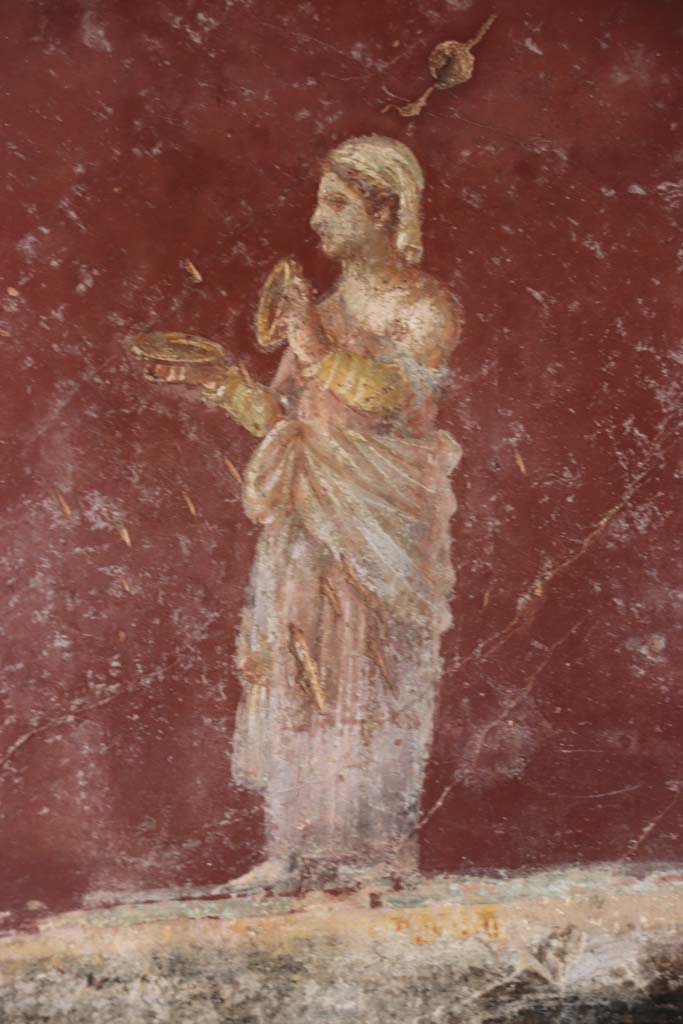 Villa San Marco, Stabiae, September 2019.
Room 30, detail of figure on north wall. Photo courtesy of Klaus Heese.