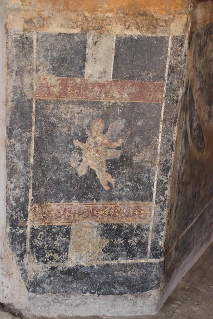 Villa San Marco, Stabiae, October 2022.
Room 53, detail from lower wall at north end of alcove on east side. Photo courtesy of Klaus Heese.