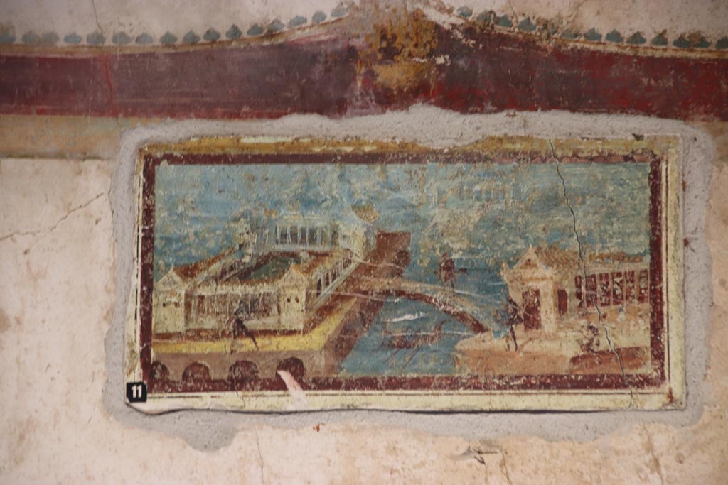 Villa San Marco, Stabiae, October 2022.
Room 50, reproduction fresco on panel at south end of east wall. Original in Stabia Antiquarium. Photo courtesy of Klaus Heese.