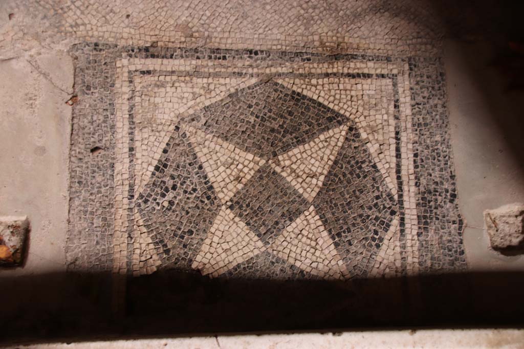 Villa San Marco, Stabiae, October 2020. Detail of threshold mosaic in doorway of room 60. Photo courtesy of Klaus Heese.