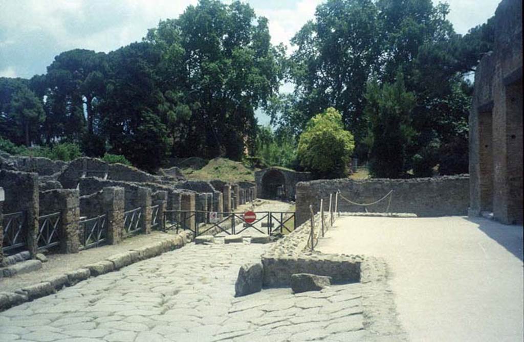 Via Stabiana. July 2011. Looking south between I.2 and VIII.7. Photo courtesy of Rick Bauer.