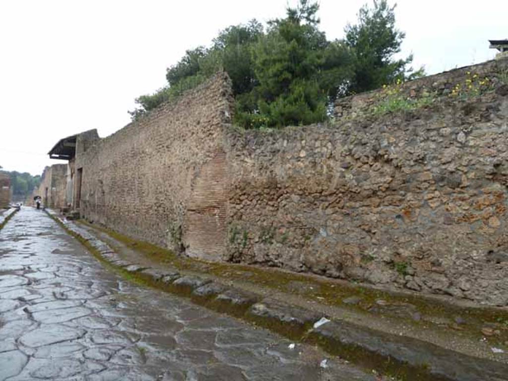 Vicolo del Menandro, north side, May 2010. Looking west along I.6.
