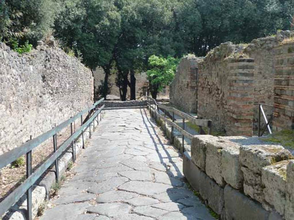 Vicolo della Regina. May 2010. Looking east to junction with Via dei Teatri.