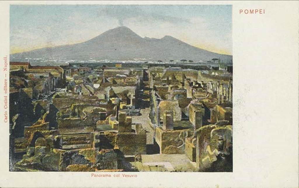 Vicolo di Modesto. Late 19th Century postcard by Carlo Cotini. 
Looking north towards junction with Vicolo di Modesto and fountain, centre of postcard. Photo courtesy of Rick Bauer.

