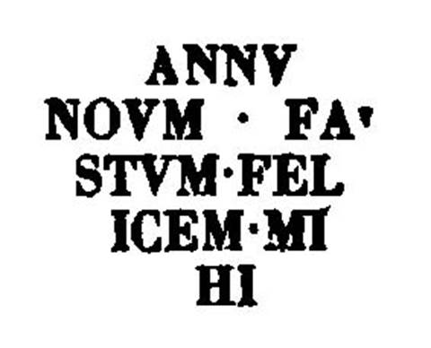 HGW04a Pompeii. Found 27th June to 2nd July 1763. Enclosure separating HGW04a and HGW04. La Vega reports a small piece of clay with a picture of a draped figurine, a flower and a circle with an inscription.
   ANNV
   NOVM FAV
   STVM FEL
   ICEM 
   MI HI.
Now in Naples Archaeological Museum.  Inventory number 19953. See PAH 1 2 Addenda, p. 113, no. 9. According to Kockel this may be a lamp. See Kockel V., 1983. Die Grabbauten vor dem Herkulaner Tor in Pompeji. Mainz: von Zabern. (p. 62).