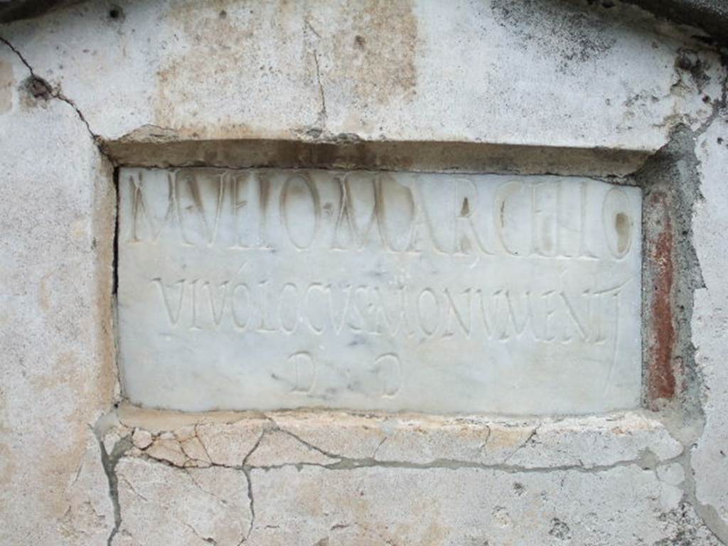 Pompeii VGI. December 2007. Marble plaque with inscription.