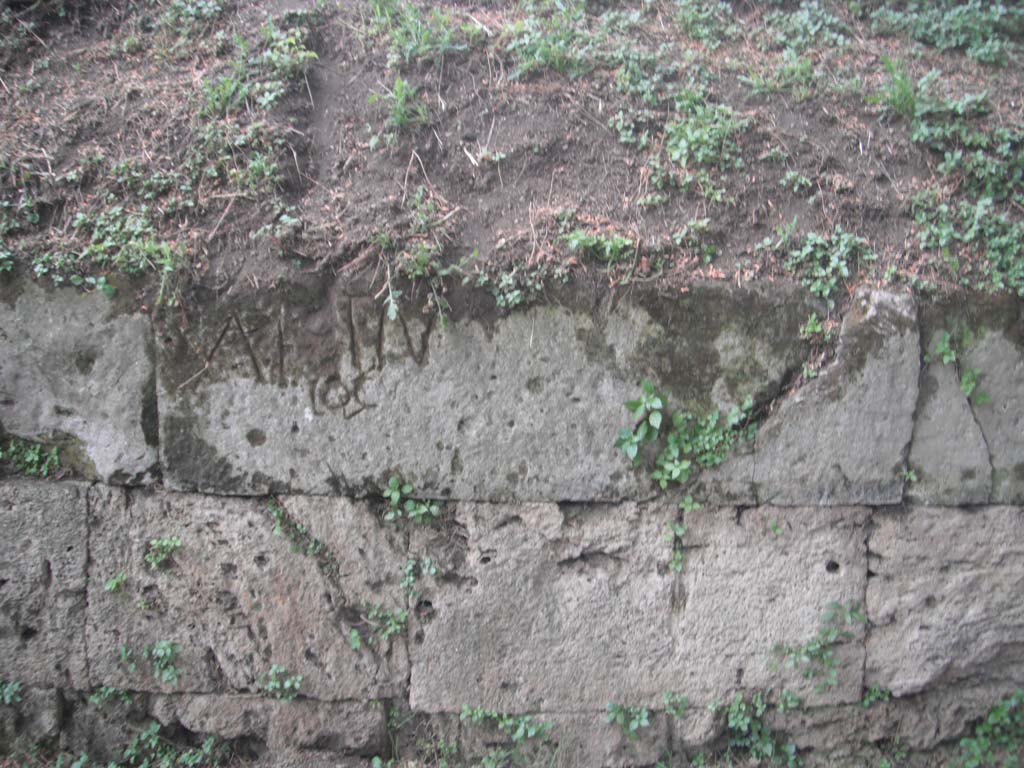 Tombs PSPN Pompeii. May 2011. Section of wall with inscription to Aulius Fistium? Photo courtesy of Ivo van der Graaff.
