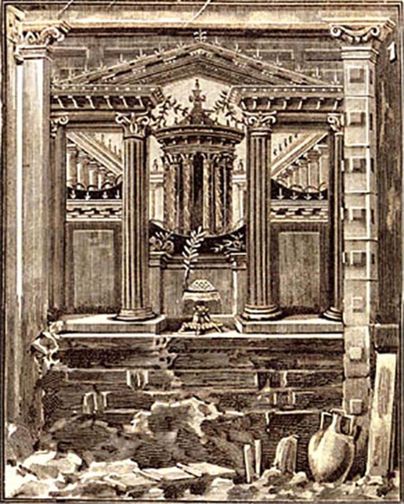 Villa of P. Fannius Synistor at Boscoreale. Room M, cubiculum alcove east wall. Drawing of excavations published in il Secolo Illustrato, 6th January 1901, No 573, p. 5. Photo courtesy of Drew Baker.