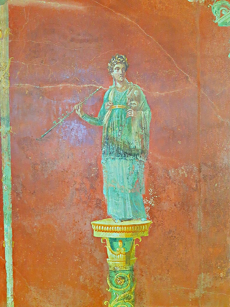 Complesso dei triclini in località Moregine a Pompei. September 2024.
Euterpe the muse of flutes and music with a double flute. Photo courtesy of Giuseppe Ciaramella.