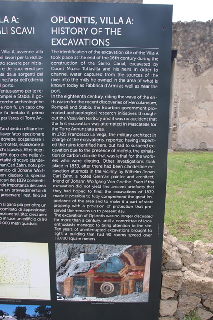 Villa of Poppaea, Oplontis, October 2023. 
SANP description notice-board in English. Photo courtesy of Klaus Heese.
