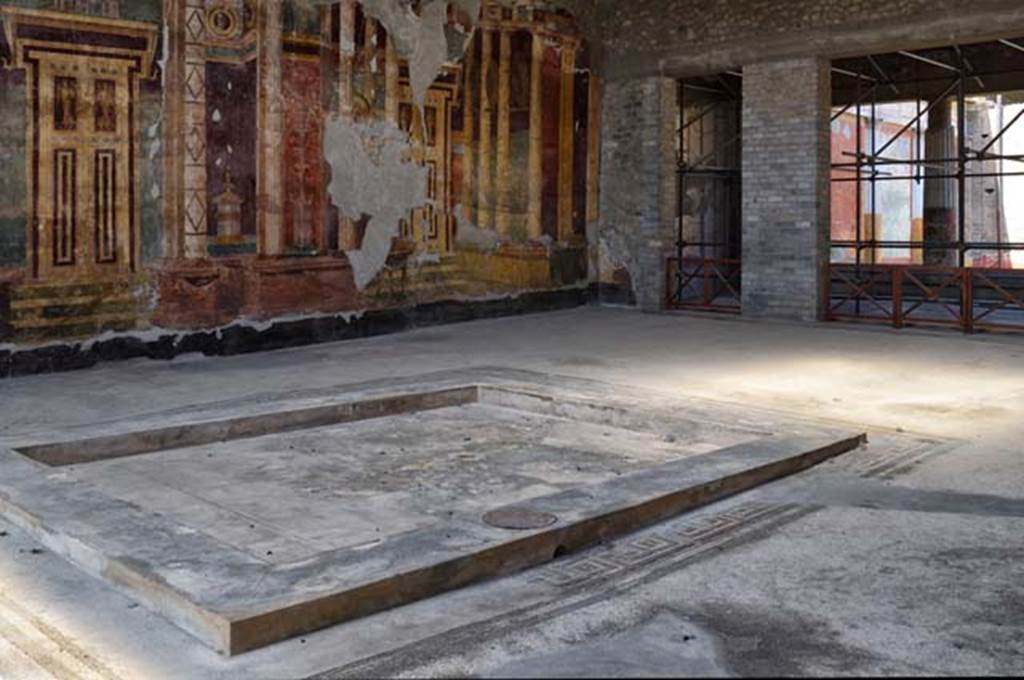 Oplontis Villa of Poppea, April 2018. Room 5, looking across atrium towards north end of west wall. Photo courtesy of Ian Lycett-King. Use is subject to Creative Commons Attribution-NonCommercial License v.4 International.