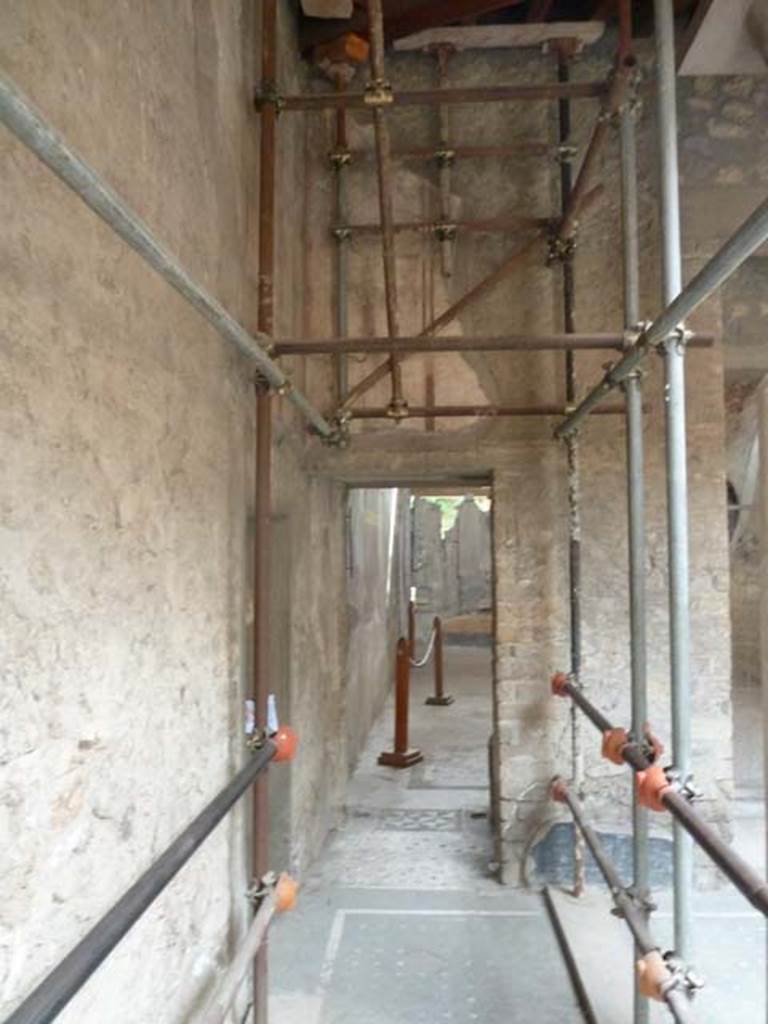 Oplontis, September 2015. Room 16, looking south along east side of pool towards doorway to room 15.