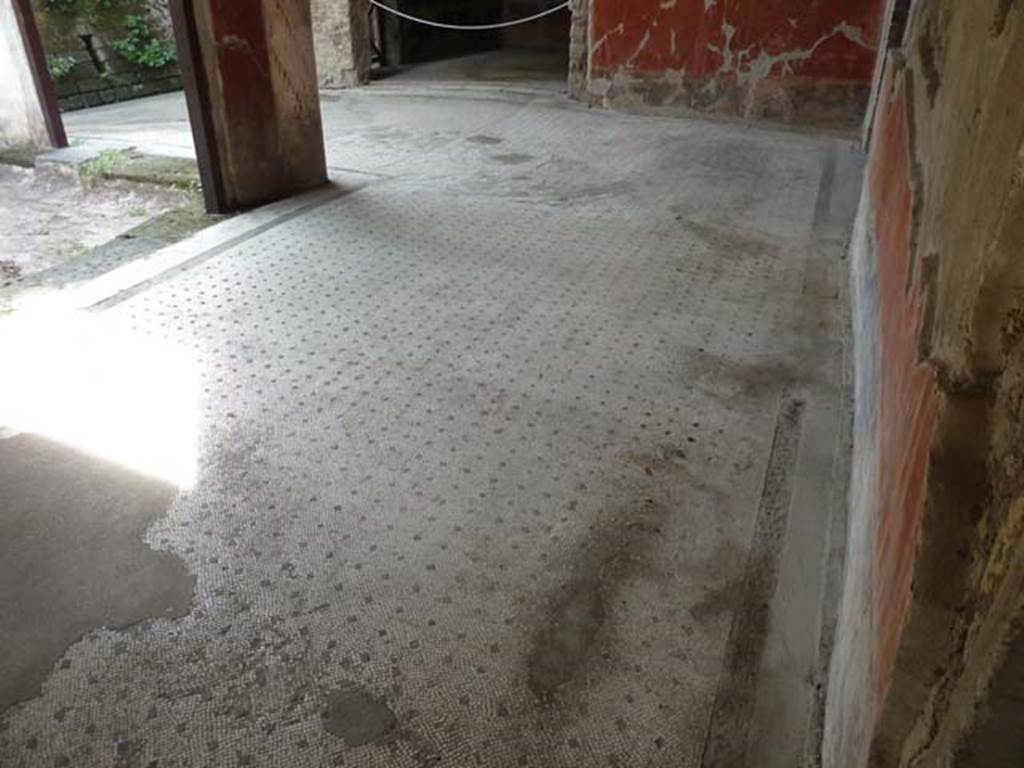 Oplontis, September 2015. Portico 24, flooring near Corridor 37, looking west.
