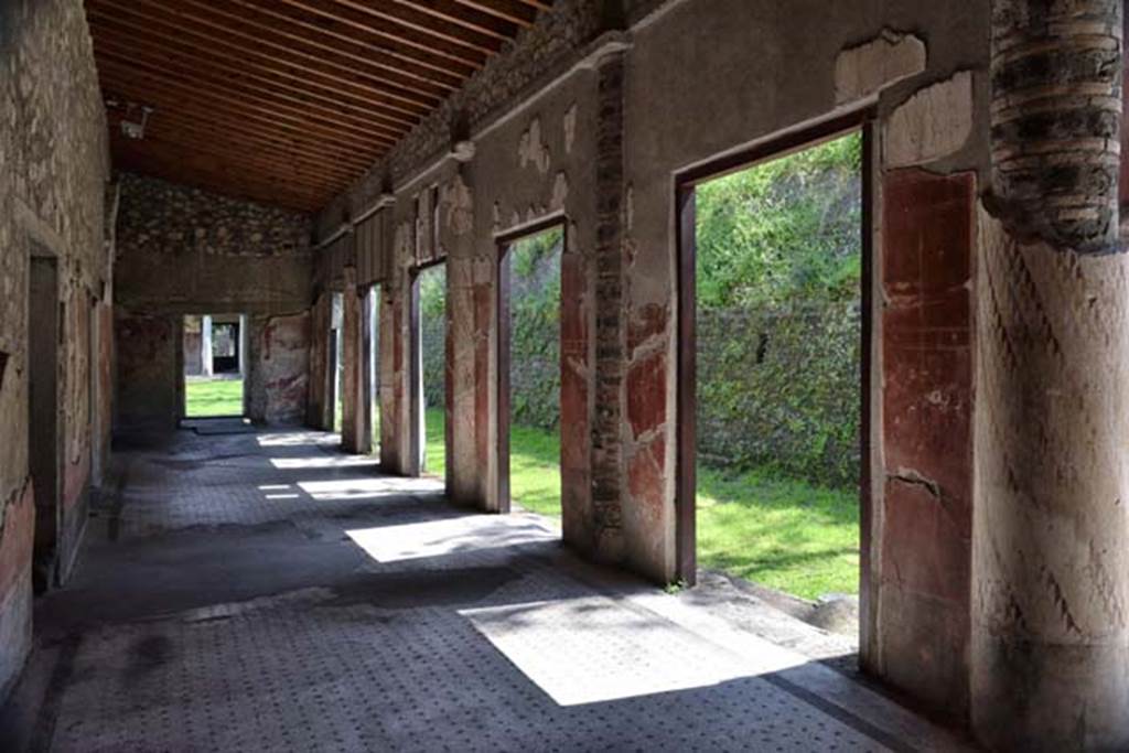 Oplontis Villa of Poppea, April 2018. Portico 24, looking east towards doorway to area 59, the south-eastern peristyle. Photo courtesy of Ian Lycett-King. Use is subject to Creative Commons Attribution-NonCommercial License v.4 International.
