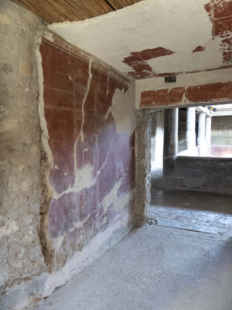 Oplontis Villa of Poppea, September 2017. Corridor 37, looking north along west wall with detail of ceiling.  
Foto Annette Haug, ERC Grant 681269 DÉCOR.

