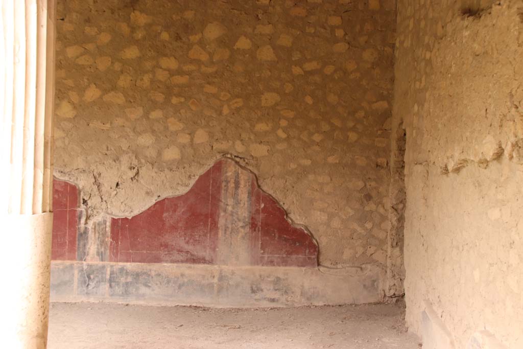 Oplontis Villa of Poppea, October 2020. Portico 40, detail of painted decoration, in north-west corner. Photo courtesy of Klaus Heese.