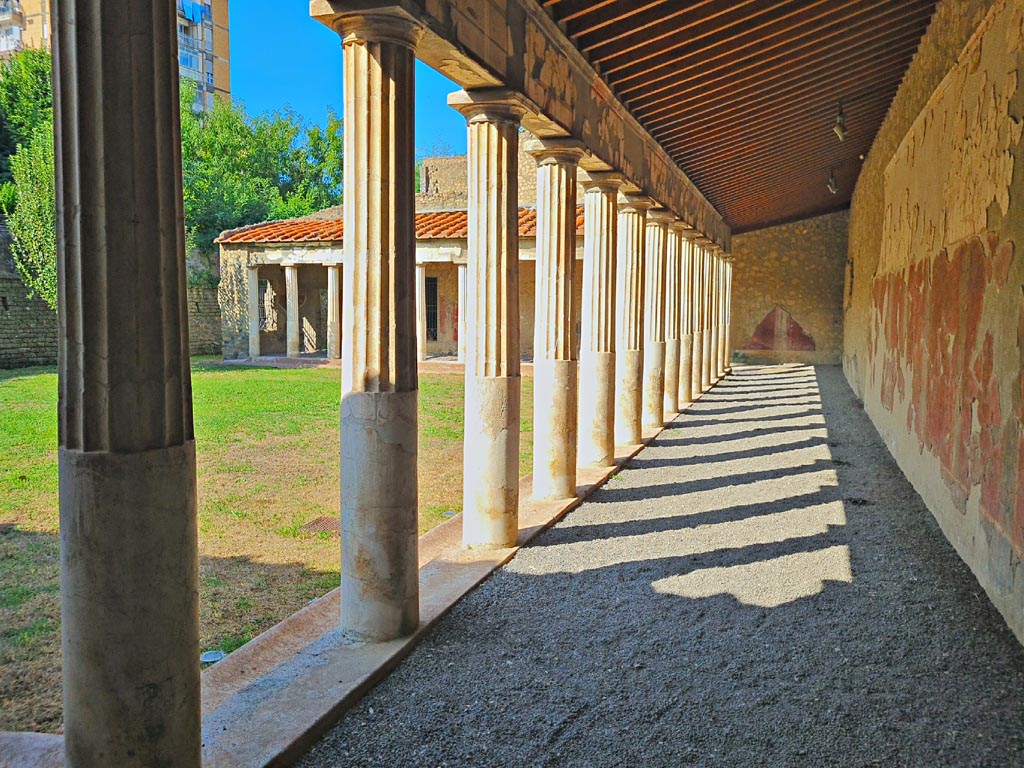 Oplontis Villa of Poppea, October 2023. Portico 40, looking west along north portico. Photo courtesy of Giuseppe Ciaramella.
