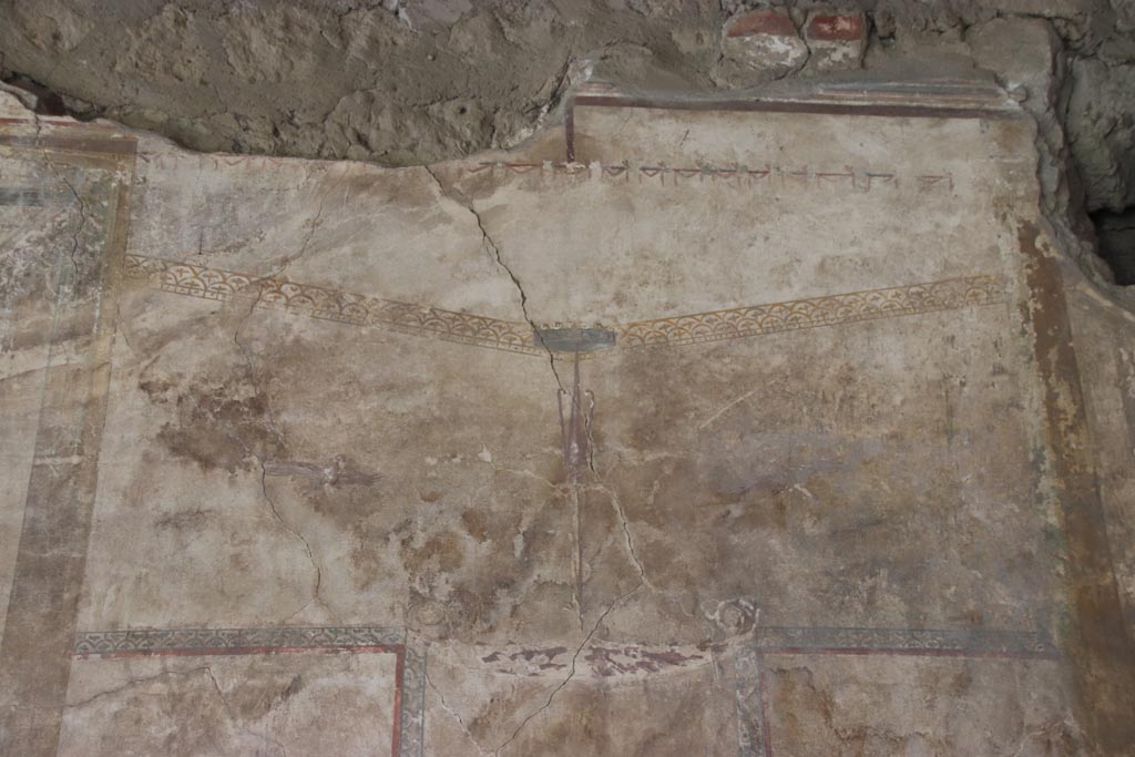 Oplontis Villa of Poppea, May 2024.
Portico 40, painted decoration from upper north wall in north-east corner. Photo courtesy of Klaus Heese.