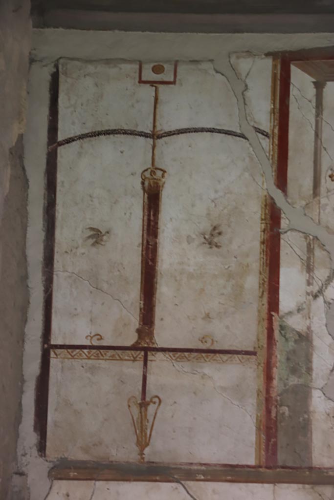 Oplontis Villa of Poppea, May 2024.
Room 41, detail from upper west wall of alcove, on left. Photo courtesy of Klaus Heese.