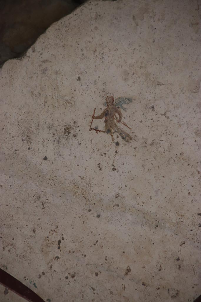 Oplontis Villa of Poppea, May 2024.  
Area 60, detail of painted figure from upper west wall in south-west corner of portico. 
Photo courtesy of Klaus Heese.
