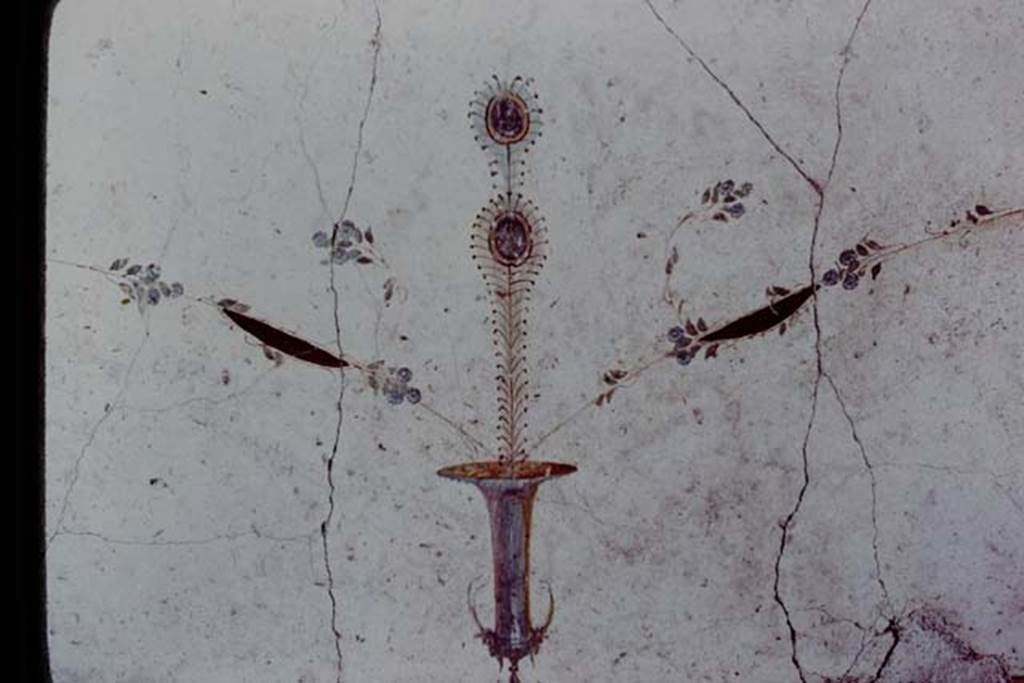 Oplontis, 1977. Area 60, west wall of portico, between doorways to room 66, and corridor 46. Urn. Photo by Stanley A. Jashemski.   
Source: The Wilhelmina and Stanley A. Jashemski archive in the University of Maryland Library, Special Collections (See collection page) and made available under the Creative Commons Attribution-Non Commercial License v.4. See Licence and use details.
J77f0386
