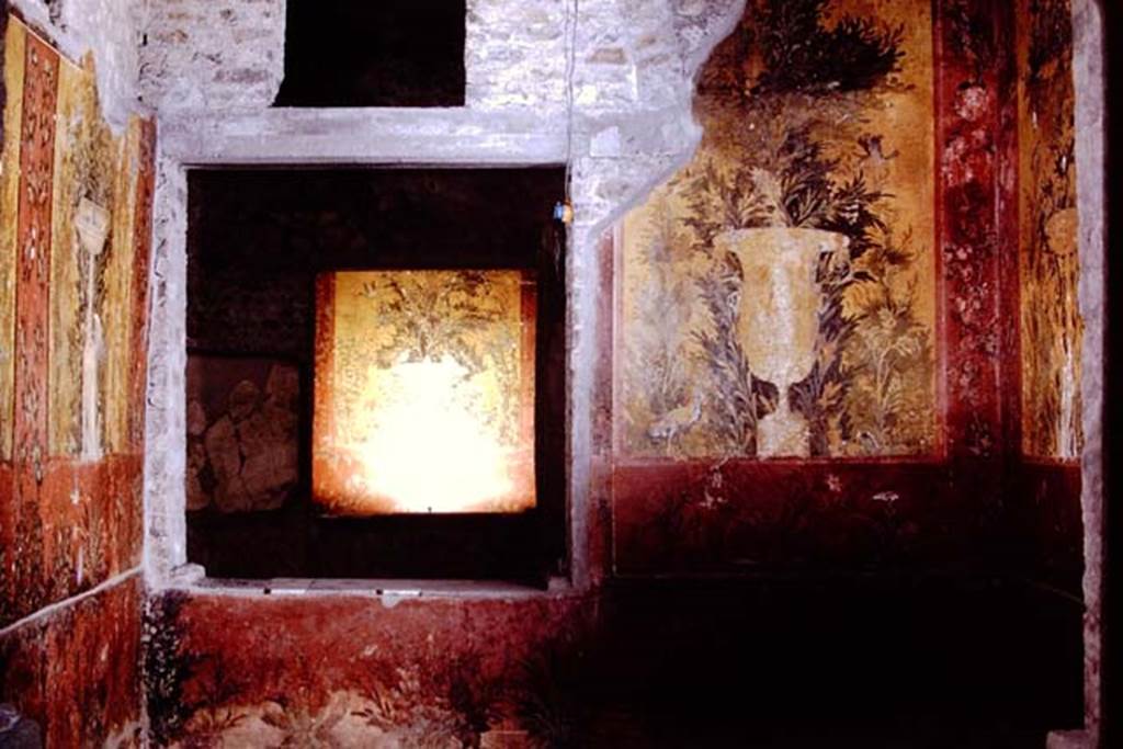 Oplontis, 1978. Room 68, looking towards south-east corner, and window in south wall. Photo by Stanley A. Jashemski.   
Source: The Wilhelmina and Stanley A. Jashemski archive in the University of Maryland Library, Special Collections (See collection page) and made available under the Creative Commons Attribution-Non Commercial License v.4. See Licence and use details. J78f0620
