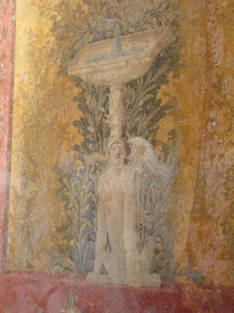 Oplontis, May 2011. Room 68, detail of panel at south end of east wall. Photo courtesy of Buzz Ferebee. 
