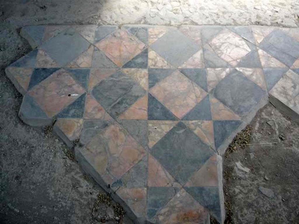 Oplontis, May 2011. Room 69, opus sectile flooring, looking south. Photo courtesy of Buzz Ferebee.

