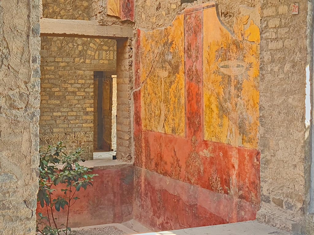 Oplontis Villa of Poppea, October 2023.
Room 70, north-east corner and east wall from window in room 69. Photo courtesy of Giuseppe Ciaramella.