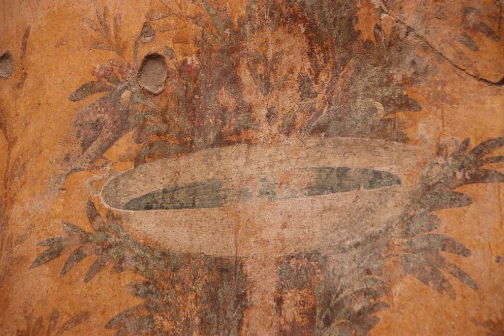 Oplontis Villa of Poppea, October 2020. Room 70, detail of round fountain at south end of east wall. Photo courtesy of Klaus Heese.