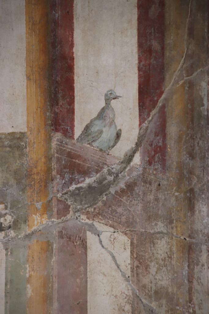 Villa of Poppaea, Oplontis, October 2023.
Room 81, detail of painted panel from south wall. Photo courtesy of Klaus Heese.
