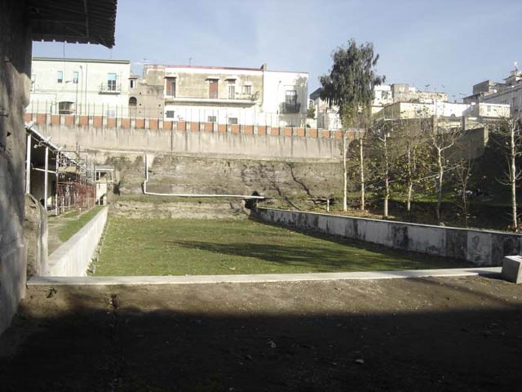 Oplontis Villa of Poppea, December 2007. Room 92, terrace looking north over the swimming pool area 96.
Photo courtesy of Drew Baker - from the King's College London, Villa of Oplontis Archive.
