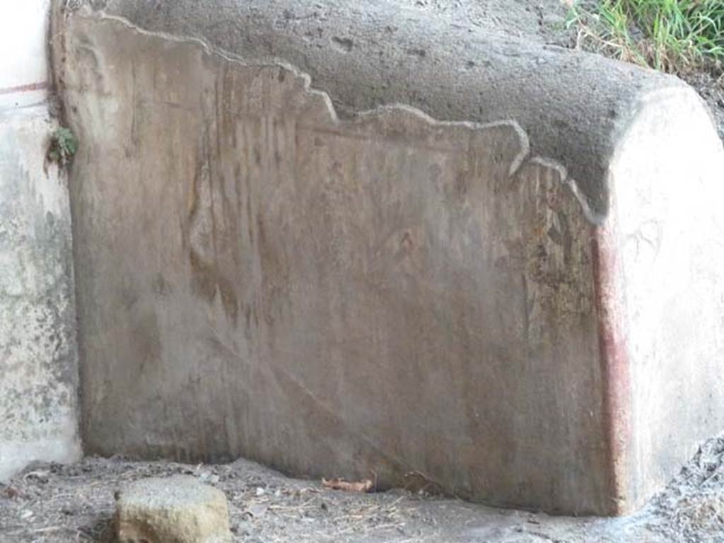 Oplontis, September 2015. Room 97, remains of painted garden shrubs and birds, adjacent to north wall.