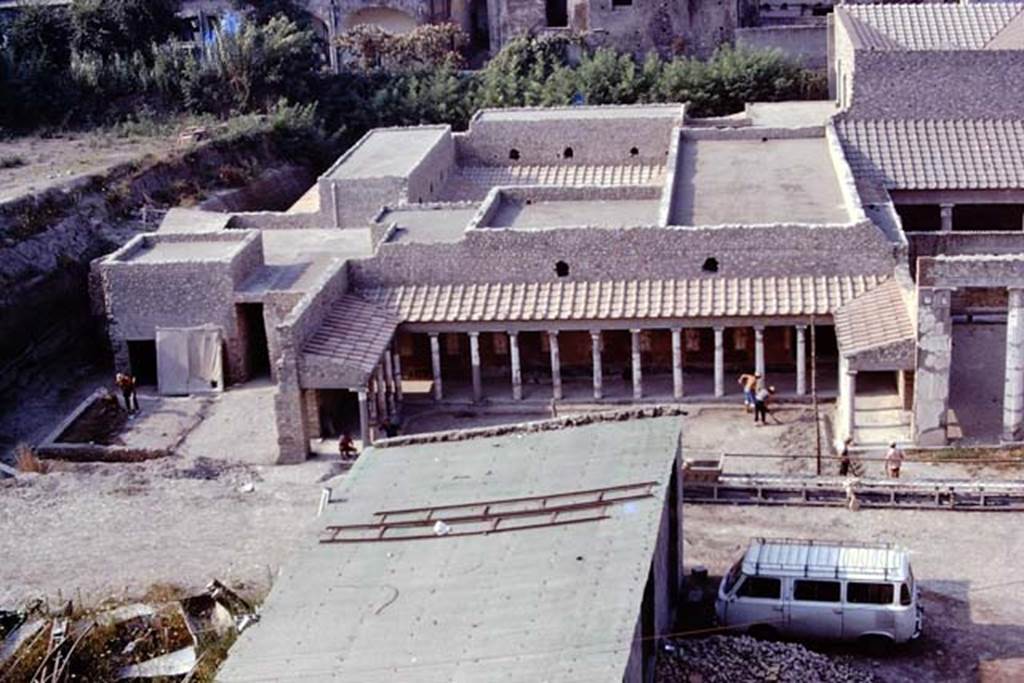 Oplontis, 1974. Looking south towards east end of north garden, and Portico 34 (13). Photo by Stanley A. Jashemski.   
Source: The Wilhelmina and Stanley A. Jashemski archive in the University of Maryland Library, Special Collections (See collection page) and made available under the Creative Commons Attribution-Non Commercial License v.4. See Licence and use details. J74f0604
